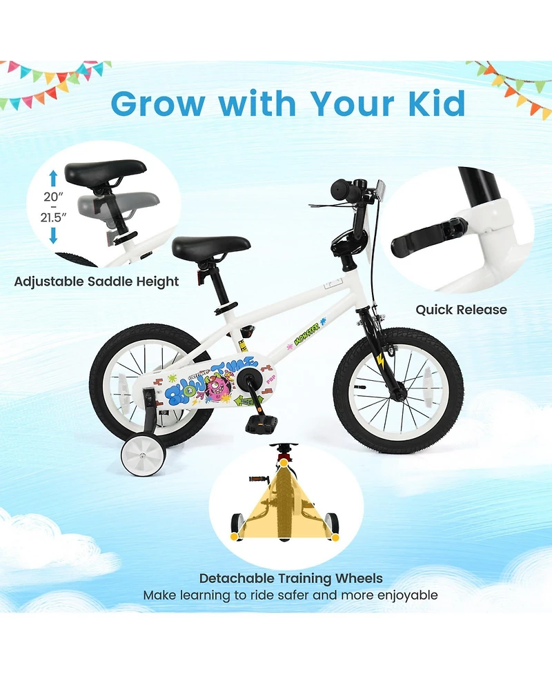 Slickblue Kids Ride On Bike with Training Wheels
