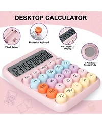 Danrong Mechanical Switch Calculator with Big Buttons, 12 Digits Large Lcd Display Desktop Calculator, Cute for Students