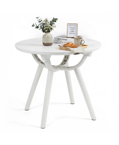 Gymax Outdoor Side Table 20'' Round Storage Weather-Resistant End
