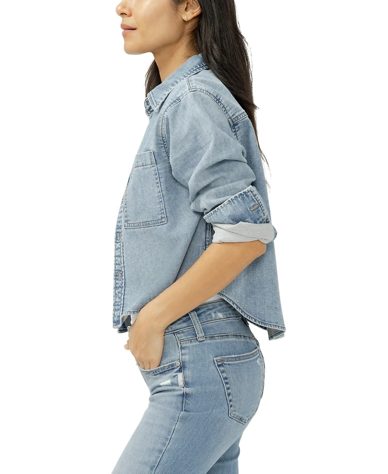 Silver Jeans Co. Women's Button Front Knit Flex Shirt
