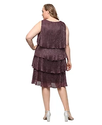 Sl Fashions Plus 2-Pc. Metallic Tiered Dress & Jacket Set