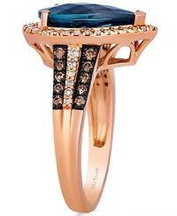 Le Vian Deep Sea Blue Topaz (3-1/3 ct. t.w.), Nude Diamond (1/4 ct. t.w.) & Chocolate Diamond (1/5 ct. t.w.) Ring in 14k Strawberry Gold