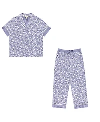 Vera Bradley Women's Iconic Twin Print Notch Top and Pajama Capri Pants, 2 Piece Set