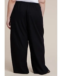 Eloquii Women's Drawstring Wide Leg Linen Pant