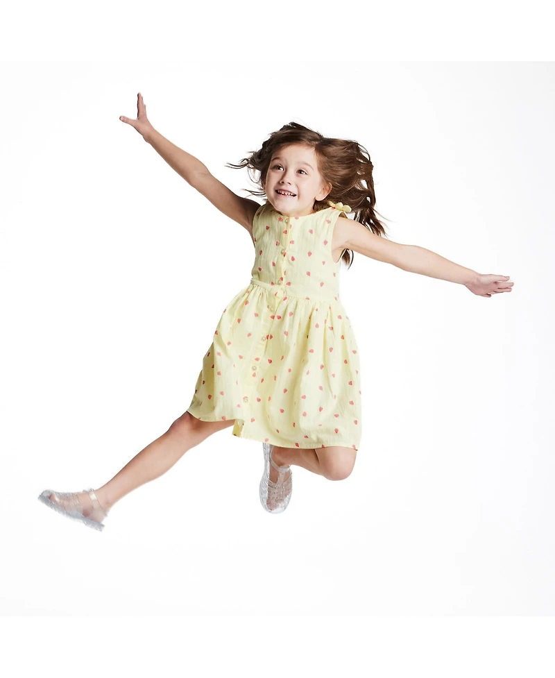 Andy & Evan Toddler Girls Strawberry Printed Button Front Dress
