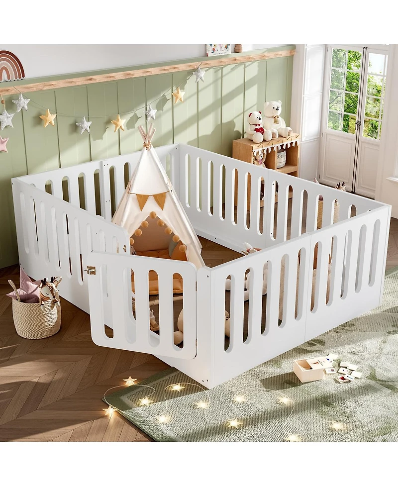 Streamdale Furniture Montessori Floor Bed with High Fence and Door