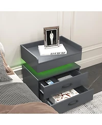 Streamdale Furniture Led Nightstand Drawers and Storage
