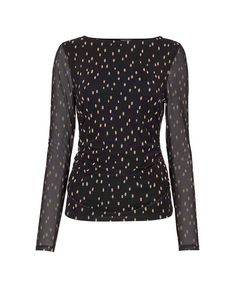 Whistles Women's Spot Print Mesh Jersey Top