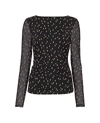 Whistles Women's Spot Print Mesh Jersey Top