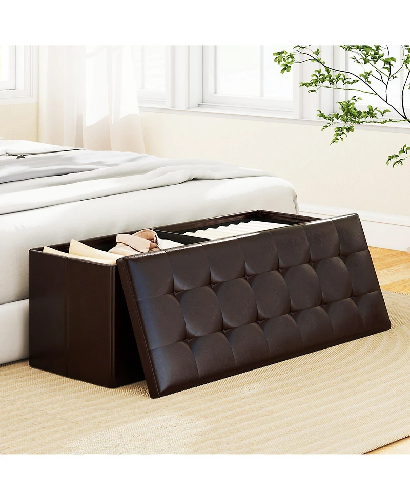 Slickblue Storage Ottoman Bench Folding Foot Rest Stool for Bedroom and Living Room Use