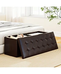 Slickblue Storage Ottoman Bench Folding Foot Rest Stool for Bedroom and Living Room Use