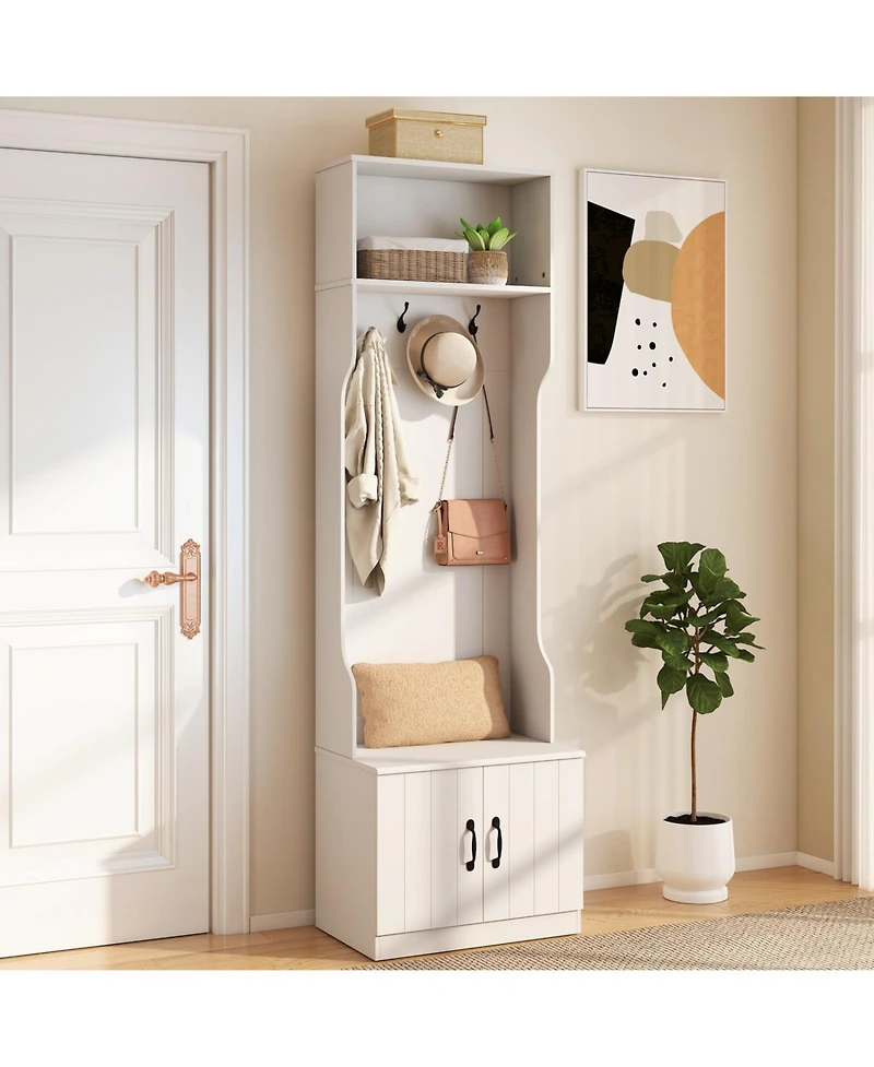 Slickblue Entryway Hall Tree 3-in-1 with Bench and Storage Organizer