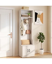 Slickblue Entryway Hall Tree 3-in-1 with Bench and Storage Organizer