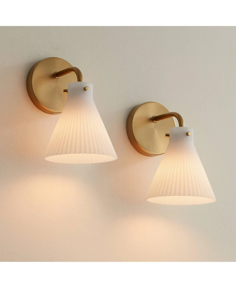 Possini Euro Design Possini Euro Cielo 9" High Warm Brass Wall Sconce Set of 2
