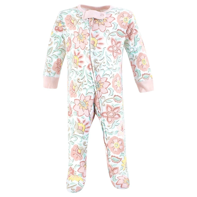 Touched by Nature Baby Girls Organic Cotton Sleep and Play, Traditional Floral, 0-3 Months