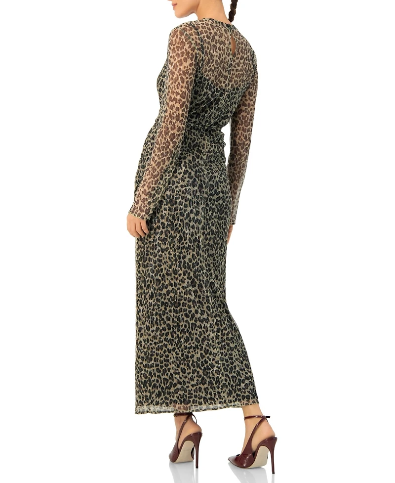 Ivonne Women's Long See-Though Animal Print Dress
