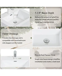 Sillysis Wall Mounted Bathroom Vanity with Glossy Resin Sink, Soft Close Drawers