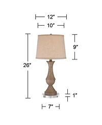 Regency Hill Avery Traditional Table Lamps Set of 2 with 7 Inches Round Risers 25 Inches High Faux Wood with Usb Led Touch On Off