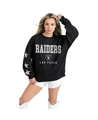 Gameday Couture Women's Black Las Vegas Raiders Velocity Relaxed Rhinestone Pullover Sweatshirt