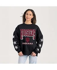Gameday Couture Women's Black Indiana Hoosiers Pure Victory Relaxed Rhinestone Pullover Sweatshirt