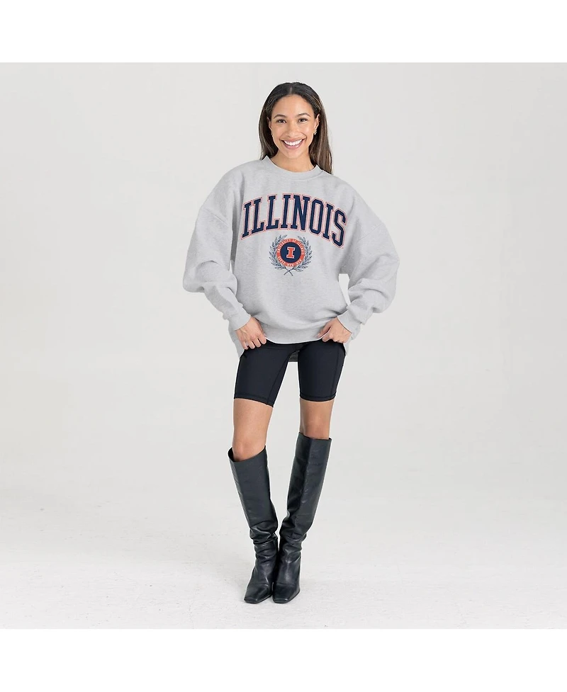 Gameday Couture Women's Ash Illinois Fighting Illini Oversized Tradition Refined Premium Fleece Sweatshirt