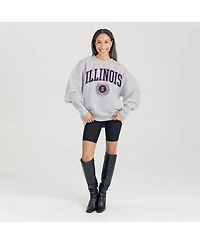 Gameday Couture Women's Ash Illinois Fighting Illini Oversized Tradition Refined Premium Fleece Sweatshirt