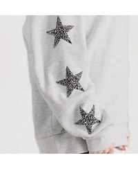 Gameday Couture Women's Ash Indiana Hoosiers Oversized Pennant Pride Rhinestone Star Sleeve Sweatshirt