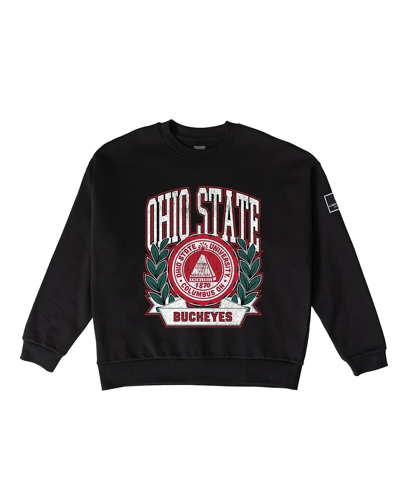 Gameday Couture Women's Black Ohio State Buckeyes Oversized Victory Lane Label Premium Sweatshirt