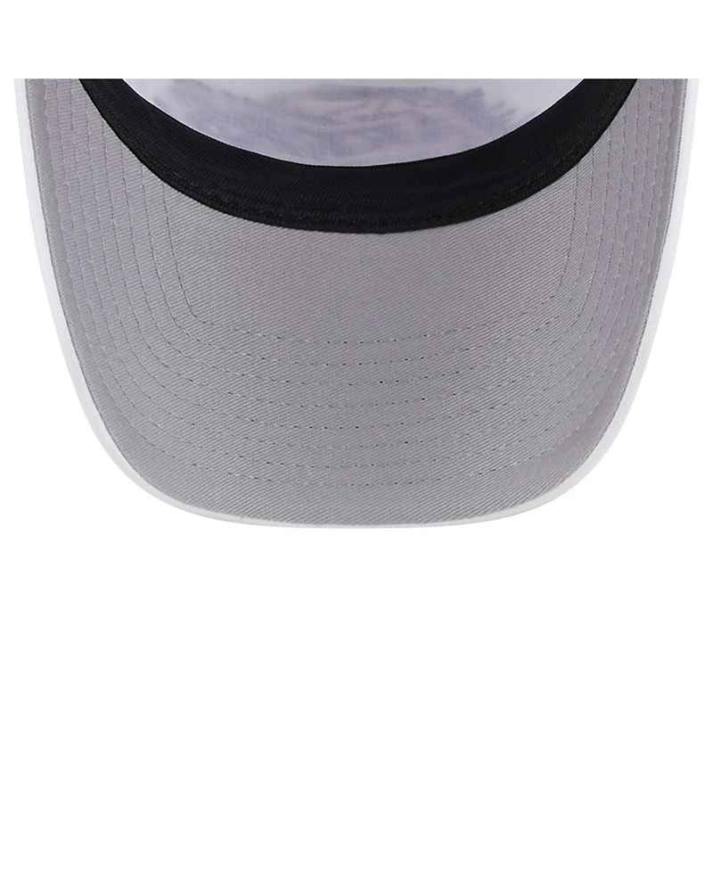 New Era Men's White/Purple Los Angeles Lakers Court Sport Foam A-Frame 9FORTY Adjustable Trucker Hat