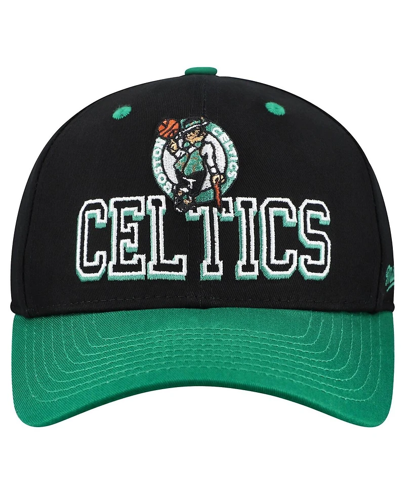 Mitchell & Ness Men's Black/Kelly Green Boston Celtics Backside Script 2-Tone Pro Crown Adjustable Hat