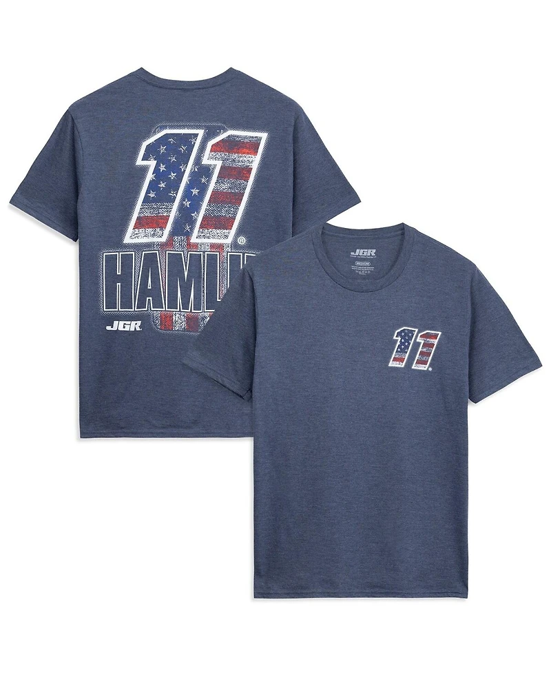 Classic Ink Usa Men's Heather Navy Denny Hamlin 11 Patriotic Number Tri-Blend T-Shirt