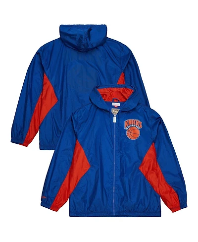 Mitchell & Ness Men's Blue New York Knicks Playmaker Full-Zip Hooded Windbreaker Jacket