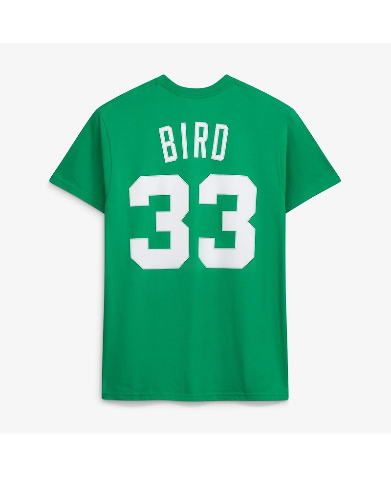 Mitchell & Ness Men's and Women's Larry Bird Kelly Green Boston Celtics Hardwood Classics Name Number T-Shirt