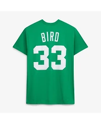 Mitchell & Ness Men's and Women's Larry Bird Kelly Green Boston Celtics Hardwood Classics Name Number T-Shirt