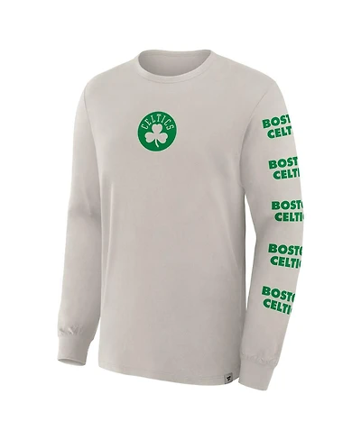 Fanatics Men's Cream Boston Celtics Crossover Collection Ball Screen Action Premium Long Sleeves T-Shirt