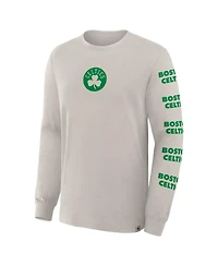 Fanatics Men's Cream Boston Celtics Crossover Collection Ball Screen Action Premium Long Sleeves T-Shirt
