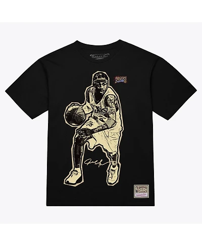 Mitchell & Ness Men's and Women's Allen Iverson Black Philadelphia 76ers Blockbuster Player Graphic T-Shirt