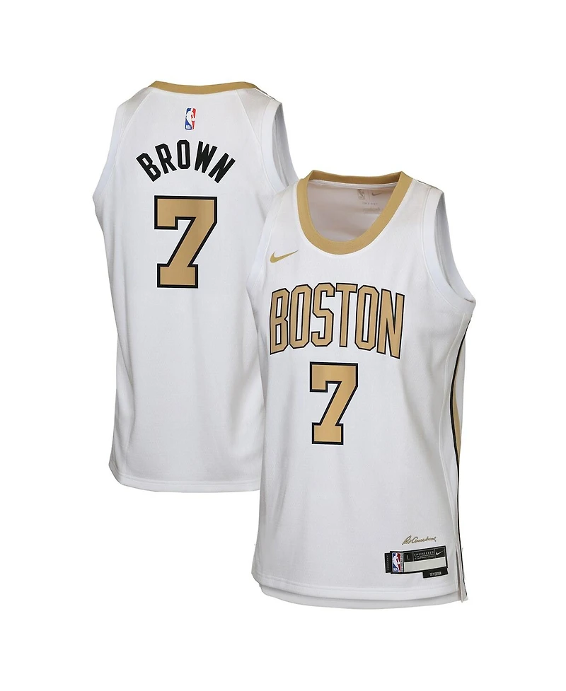 Nike Big Boys and Girls Jaylen Brown White Boston Celtics 2025/26 City Edition Swingman Jersey