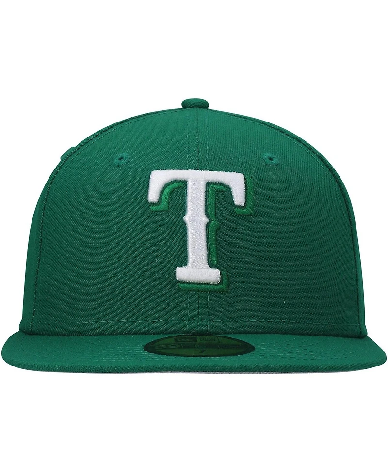 New Era Men's Kelly Green Texas Rangers White Logo 59FIFTY Fitted Hat