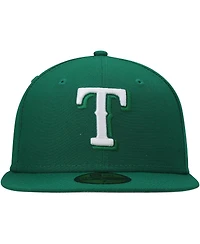 New Era Men's Kelly Green Texas Rangers White Logo 59FIFTY Fitted Hat