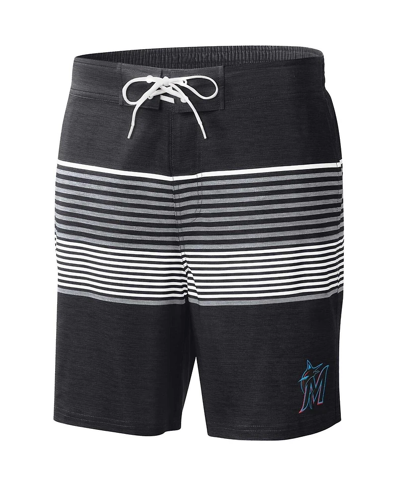 G-iii Sports by Carl Banks Men's Black Miami Marlins Coastline Volley Swim Shorts