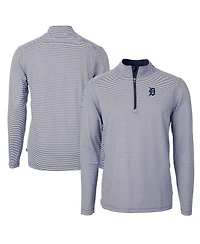 Cutter & Buck Men's Navy/White Detroit Tigers Virtue Eco Pique Micro Stripe Quarter-Zip Pullover Sweatshirt