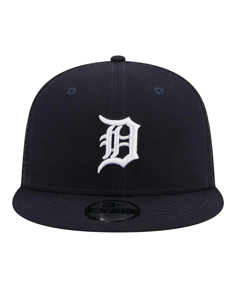 New Era Big Boys and Girls Navy Detroit Tigers 9FIFTY Trucker Snapback Hat