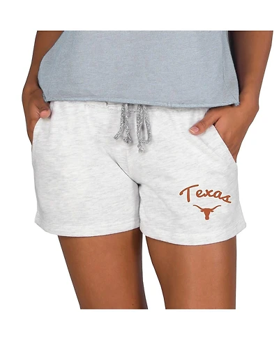 Concepts Sport Women's Ash Texas Longhorns Mainstream French Terry Tri-Blend Shorts