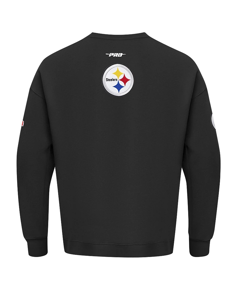 Pro Standard Men's Black Pittsburgh Steelers Turn It Up Drop Shoulder Pullover Sweatshirt