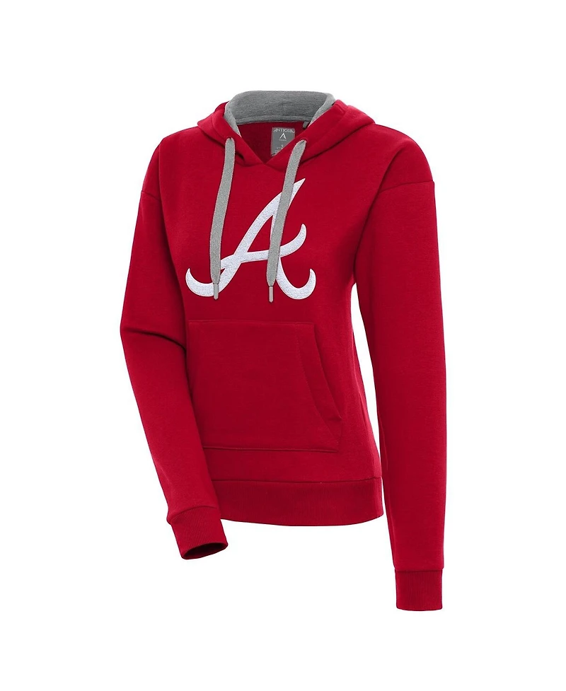 Antigua Women's Red Atlanta Braves Victory Pullover Hoodie