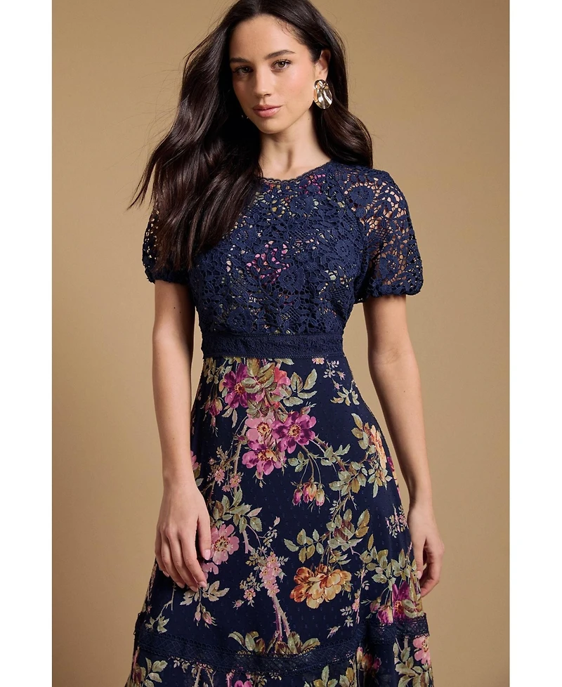 Oasis Women's Lace Bodice Midi Dress