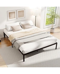 Gymax Queen Size Metal Bed Frame Heavy Duty Support Slats Mattress Foundation