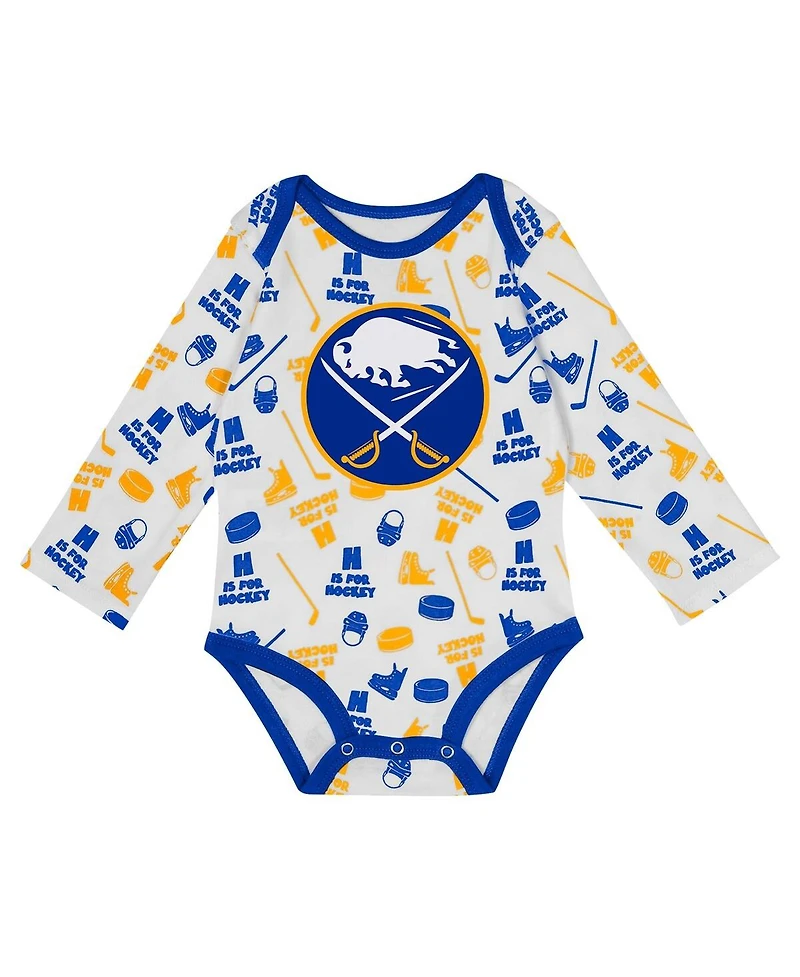 Outerstuff Baby Boys and Girls White Buffalo Sabres Quick Learner Long Sleeve Bodysuit