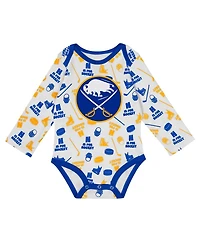 Outerstuff Baby Boys and Girls White Buffalo Sabres Quick Learner Long Sleeve Bodysuit